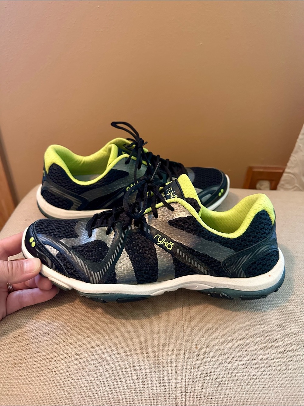 Women’s Ryka Black & Neon Green Athletic Sneakers